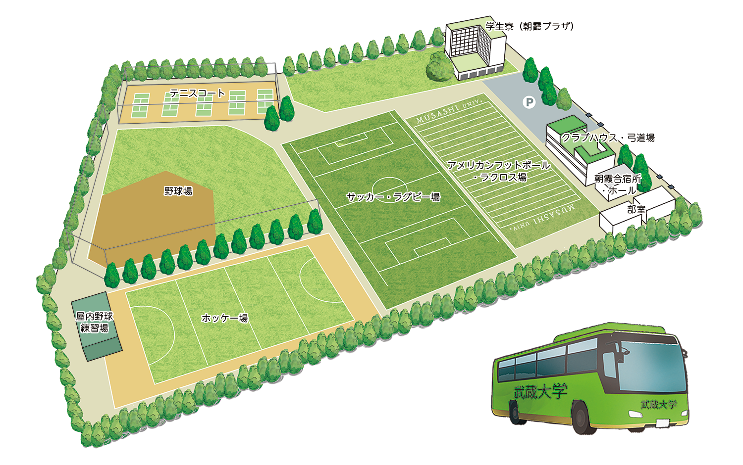 朝霞グラウンド・朝霞プラザキャンパスマップ