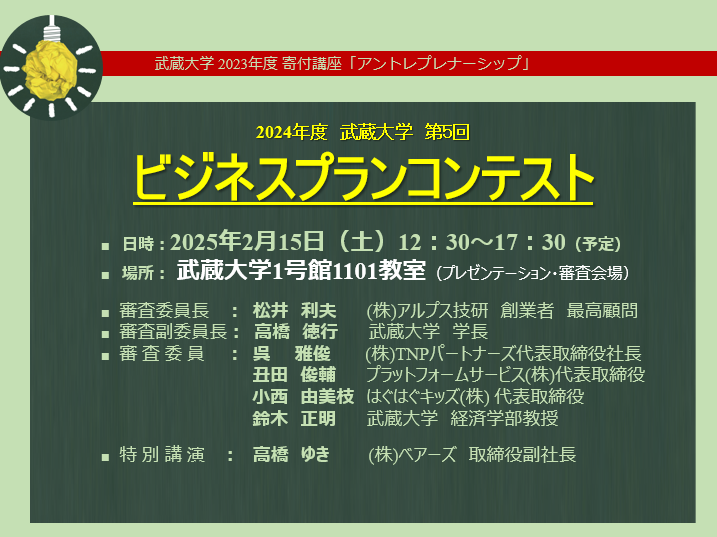 アントレプレナーシップ第5回「ビジネスプランコンテスト」