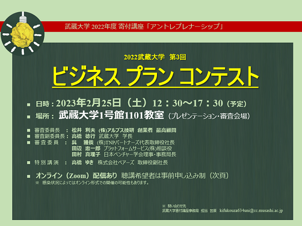 アントレプレナーシップ第3回「ビジネスプランコンテスト」