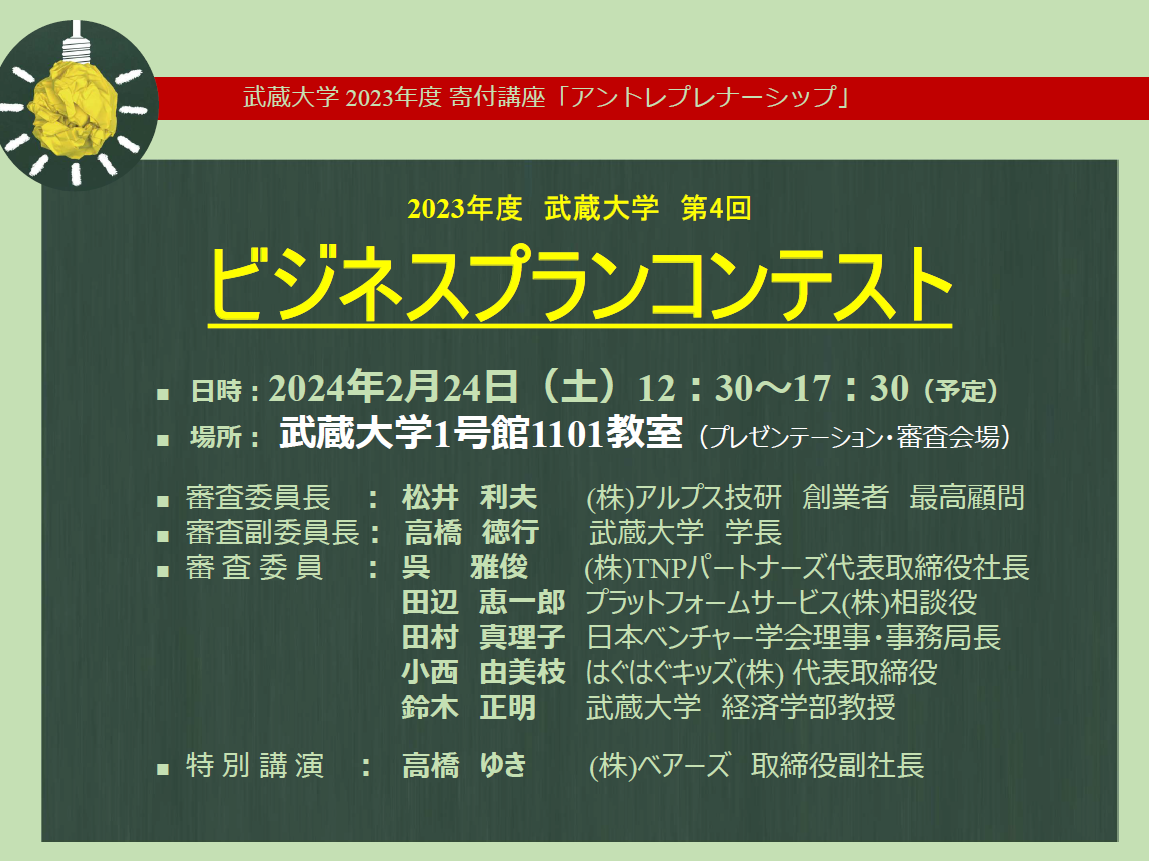 アントレプレナーシップ第4回「ビジネスプランコンテスト」