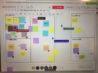 写真2：Digital Mural上で各自が意見の付箋を貼っている様子